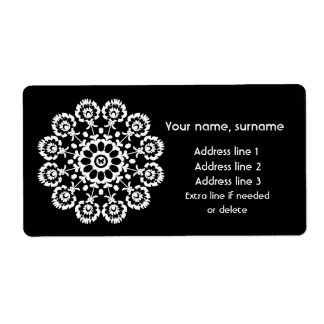 Folklore en negro - Etiqueta de envío monocroma Lo