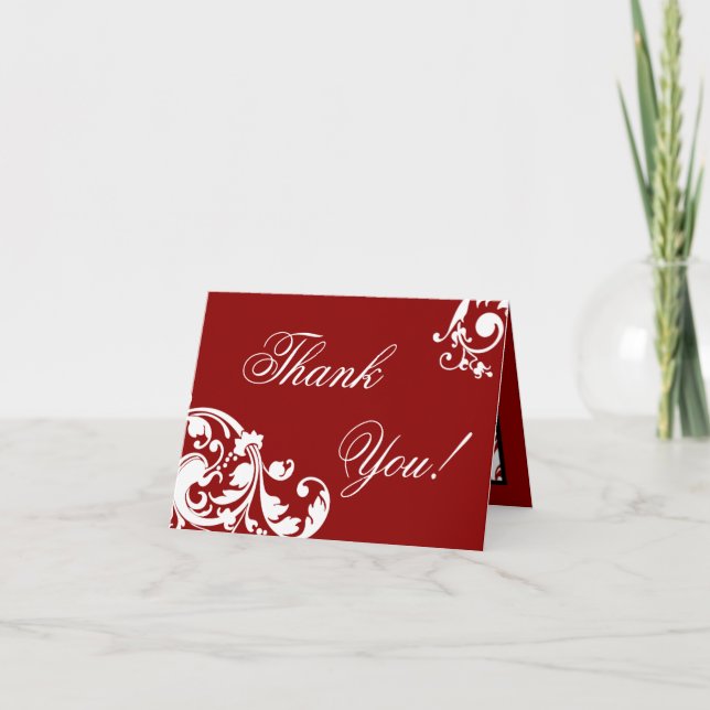 Follada Gracias Tarjeta Crimson Red Floral Filigrr (Anverso)