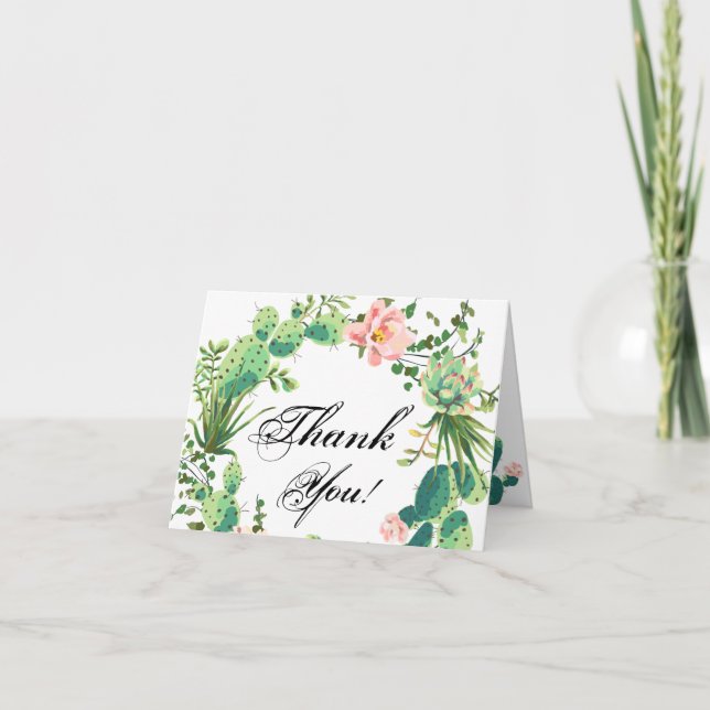Follado Gracias Tarjeta Bohemian Cactus Succulents (Anverso)