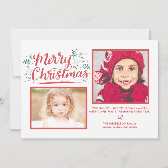 Follaje Acuarela Invernal Navidad Letra a Mano (Anverso)