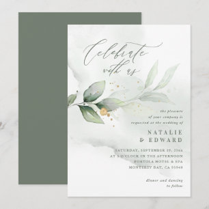 Follaje acuático, verde oliva y boda dorado
