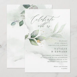 Follaje acuático y boda metálico de oro