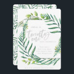 Follaje botánico invitación de 21 años<br><div class="desc">Invitación botánica de 21 cumpleaños,  con sobre la tendencia acuarela botánica. Parte de una colección.</div>