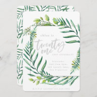 Follaje botánico invitación de 21 años