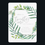 Follaje botánico invitación para foto de 21 años<br><div class="desc">Invitación a la fotografía del follaje botánico de 21 años,  con sobre la tendencia acuarela botánica. Parte de una colección.</div>