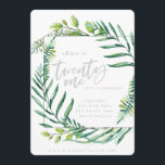 Follaje botánico invitación para foto de 21 años<br><div class="desc">Invitación a la fotografía del follaje botánico de 21 años,  con sobre la tendencia acuarela botánica. Parte de una colección.</div>