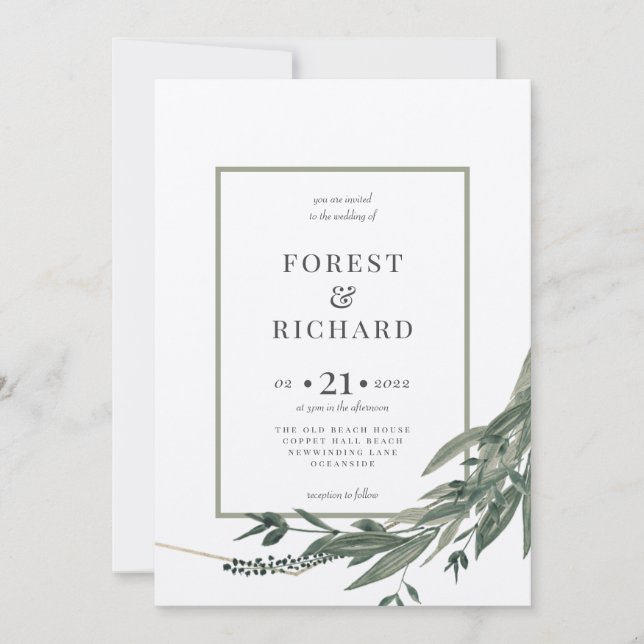 Follaje clásico, polígono, invitación a las acuare (Anverso)