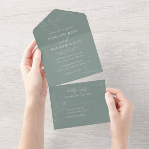 Follaje de dibujo de línea todo en una invitación