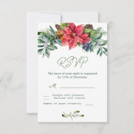 Follaje de flor de pascua RSVP de boda