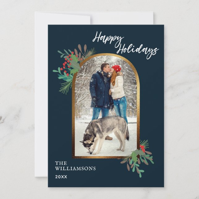 Follaje de invierno Foto personalizada de Navidad  (Anverso)