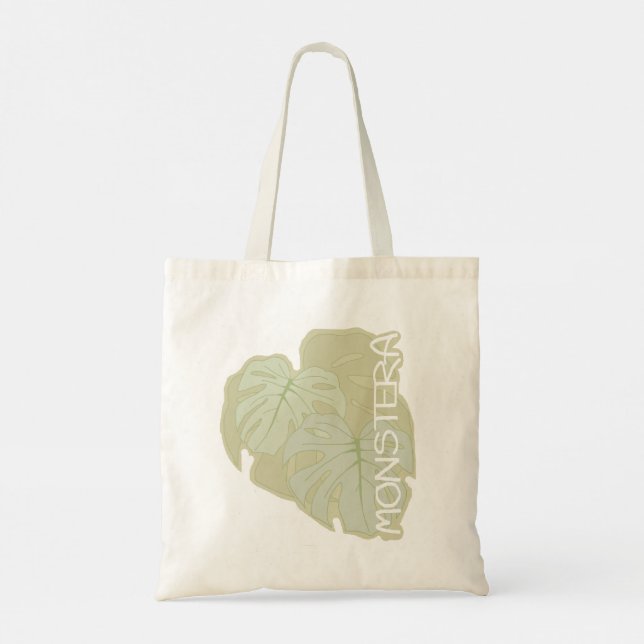 Follaje de Monstera en la bolsa de Tote verde suav (Reverso)