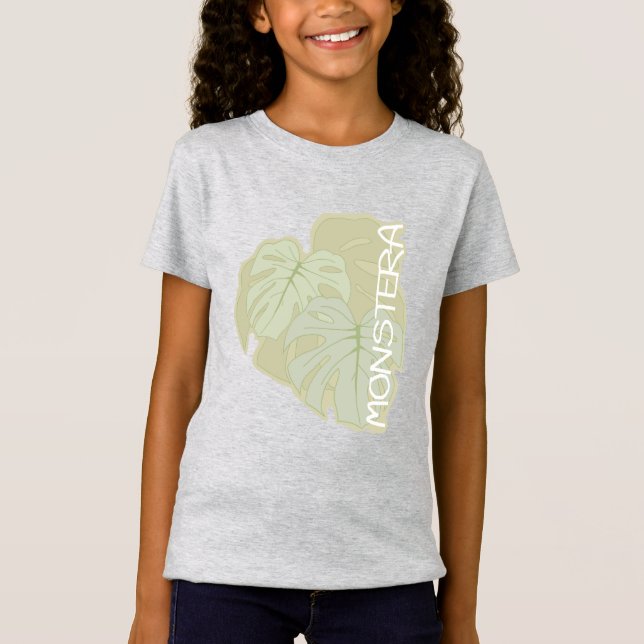 Follaje de Monstera en la camiseta verde suave (Anverso)