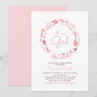 Follaje Rosa | Invitación de Cumpleaños para Baby