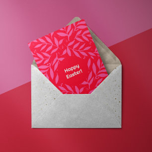 Follaje rosa y rojo Tarjeta plegada de Pascua