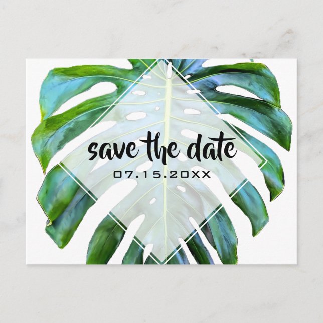 Follaje Tropical de Moda Invitación de Ahorro de F (Anverso)