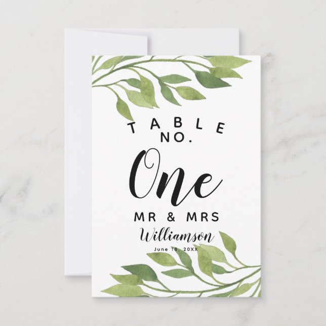 Follaje vegetación hoja Número de mesa boda/fiesta (Anverso)