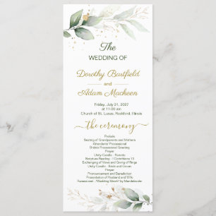 Follaje verde y dorado, programa de matrimonio con