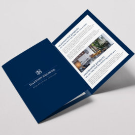 Folleto azul monograma profesional