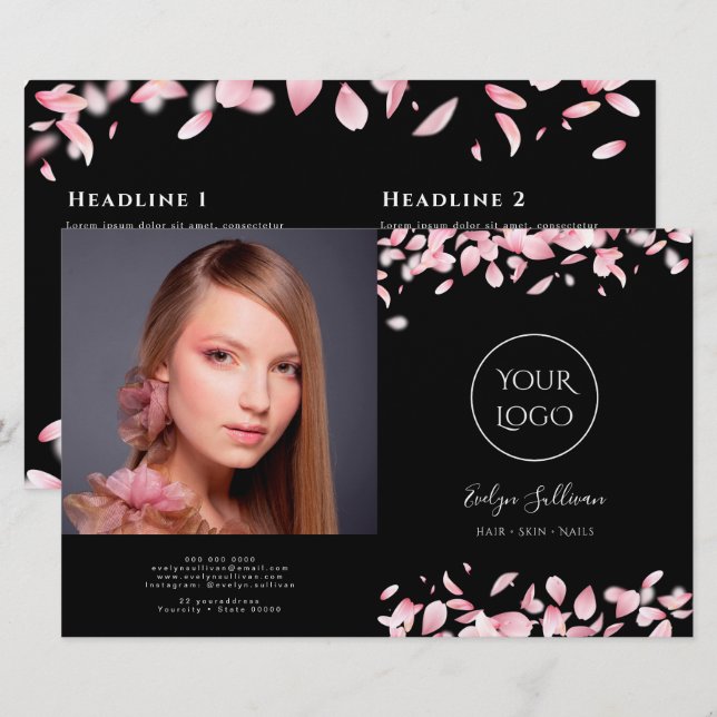 Folleto bipligoso de pétalos en caída (Anverso / Reverso)