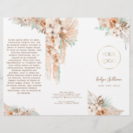 folleto boho tropical beige y menta