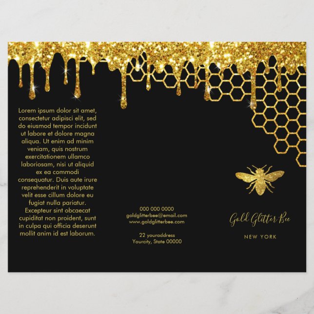 folleto de abeja purpurina de oro falso (Anverso)