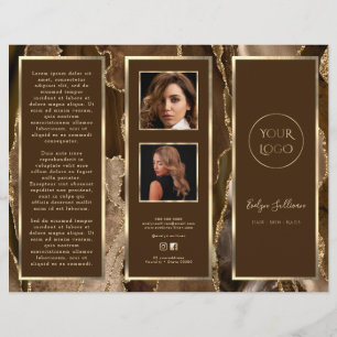 Folleto de ágata dorada marrón elegante