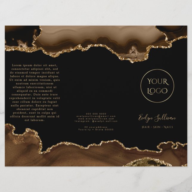 folleto de agate de color marrón y oro (Anverso)