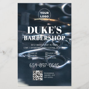 Folleto de Barbería en Negro y Blanco