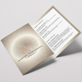 Folleto de belleza de oro brillante de confetti ce