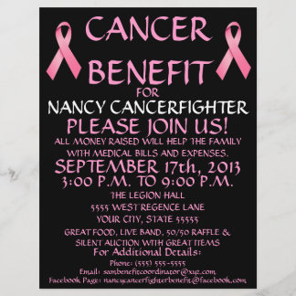 Folleto de beneficio de cáncer personalizado