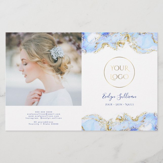 Folleto de biplicidad de diseño de mármol azul (Anverso)