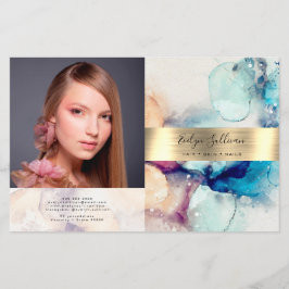 Folleto de bipliegue de Relieve metalizado dorado 