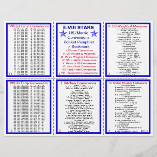 Folleto de bolsillo de conversiones E-8** EE.UU./m
