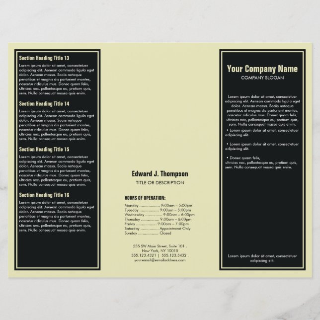 Folleto de borde simple amarillo negro (Anverso)