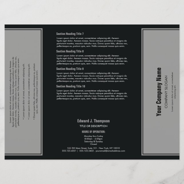 Folleto de borde simple gris negro (Anverso)