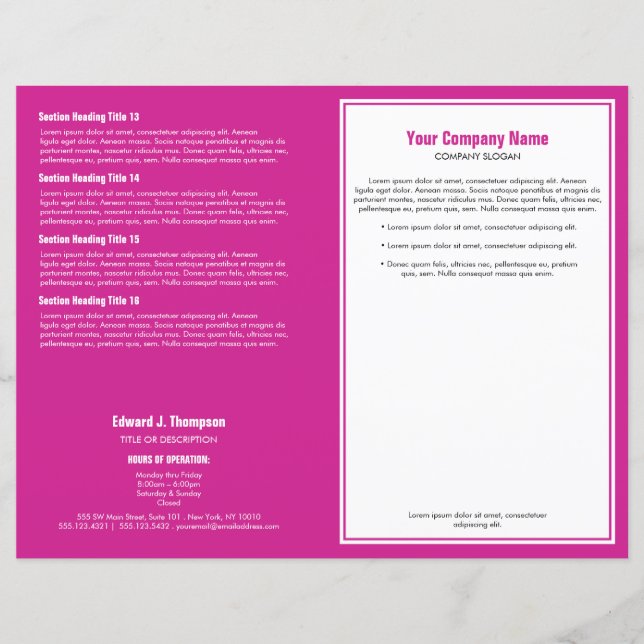 Folleto de borde simple magenta blanco (Anverso)