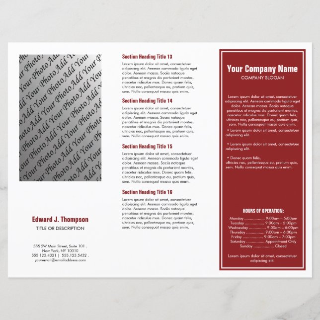 Folleto de borde simple rojo blanco (Anverso)