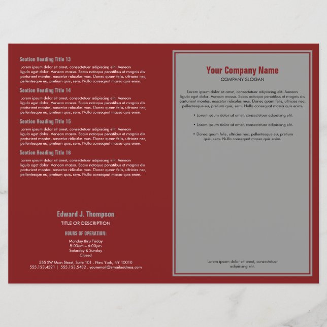 Folleto de borde simple y gris rojo (Anverso)