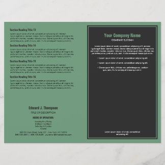 Folleto de borde simple y verde gris