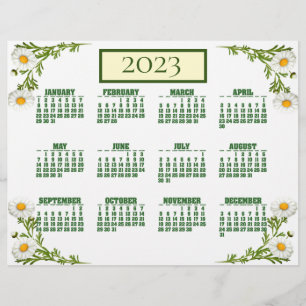Folleto de calendario de margaritas de corte elega