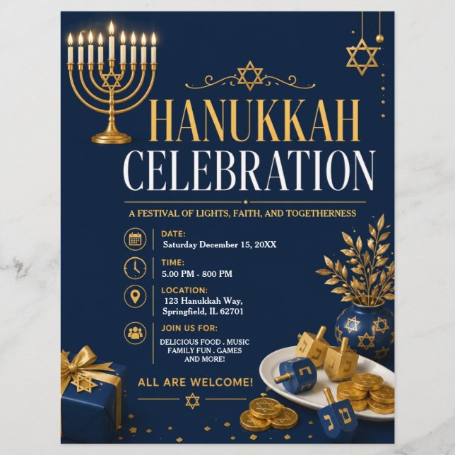 Folleto de Celebración de Hanukkah (Frente)