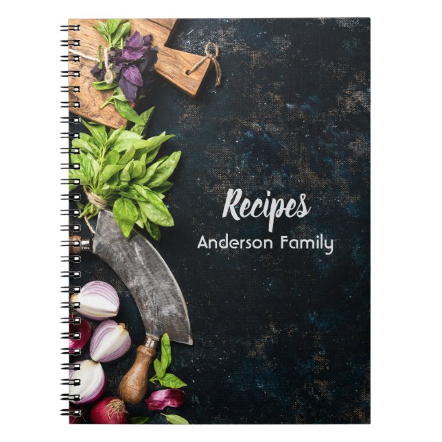 Folleto de cocina rústico cuaderno de lienzo oscur (Frente)