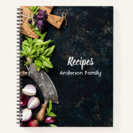 Folleto de cocina rústico cuaderno de lienzo oscur