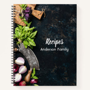 Folleto de cocina rústico cuaderno de lienzo oscur