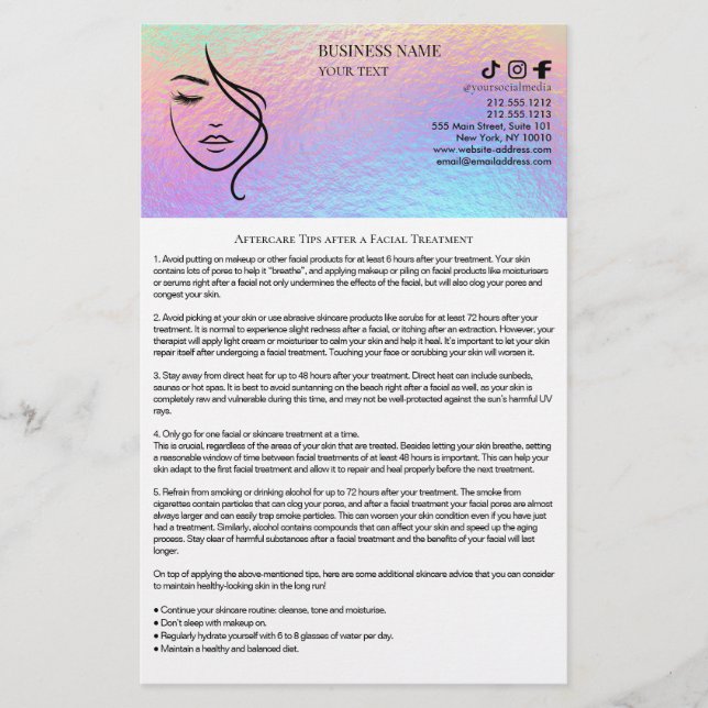 folleto de cuidados posteriores de tratamientos fa (Frente)