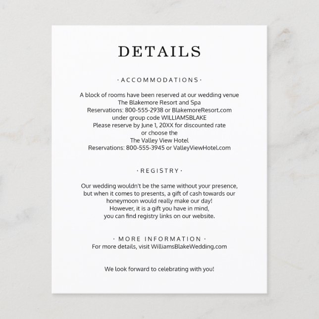 Folleto de detalles del Boda de presupuesto (Frente)