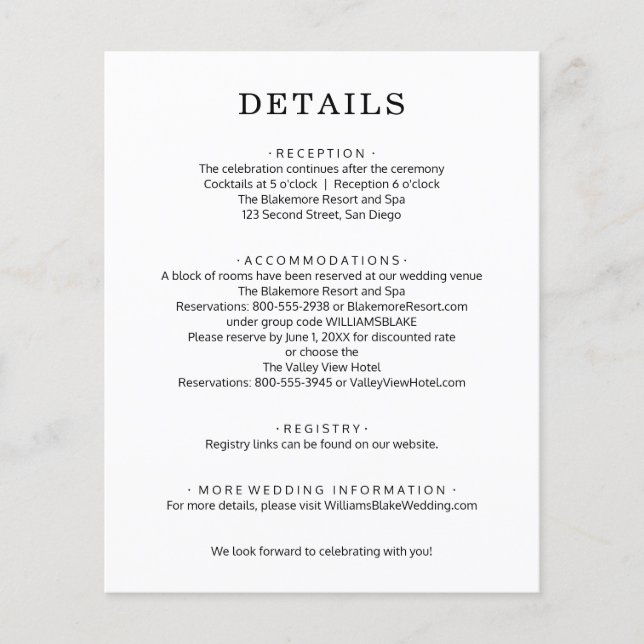 Folleto de detalles del Boda de presupuesto (Frente)