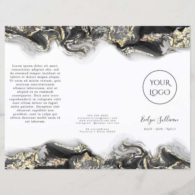 folleto de diseño de mármol de líquido negro (Anverso)