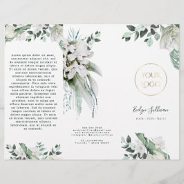 folleto de flores blancas de vegetación esmeralda