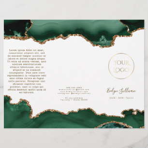 folleto de fondo blanco de ágate verde esmeralda
